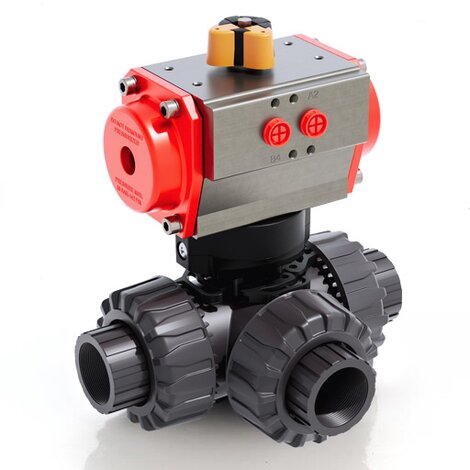 LKDNV/CP DA - PNEUMATICALLY ACTUATED DUAL BLOCK® 3-WAY BALL VALVE