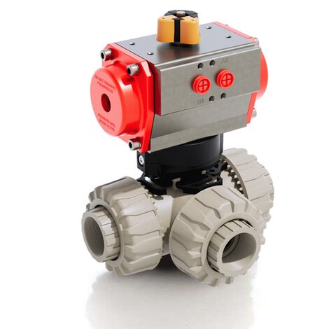 LKDFM/CP SA - PNEUMATICALLY ACTUATED DUAL BLOCK® 3-WAY BALL VALVE